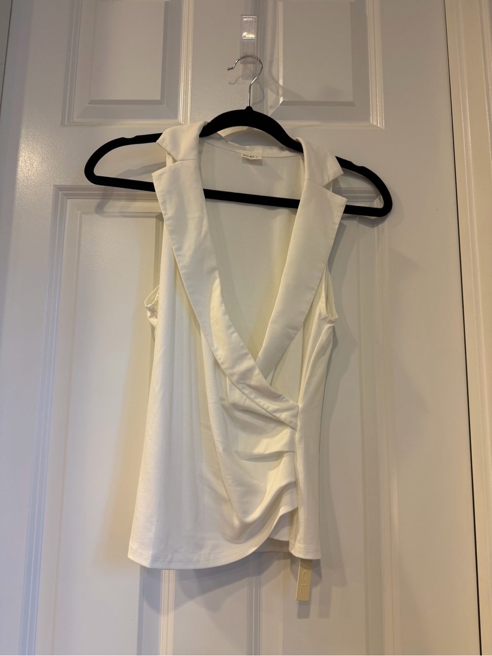 OGL women’s White Draped V-Neck side ruched Sleeveless Top